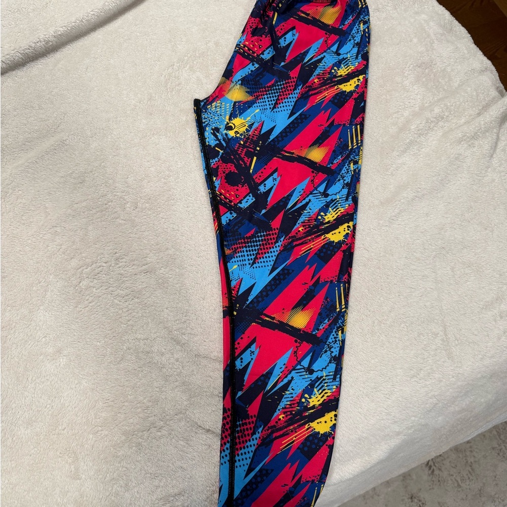Kids Vibrant Geo-Print Leggings - Blue/Pink